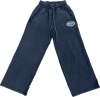 Black Rib Panel Wide Leg Sweatpants