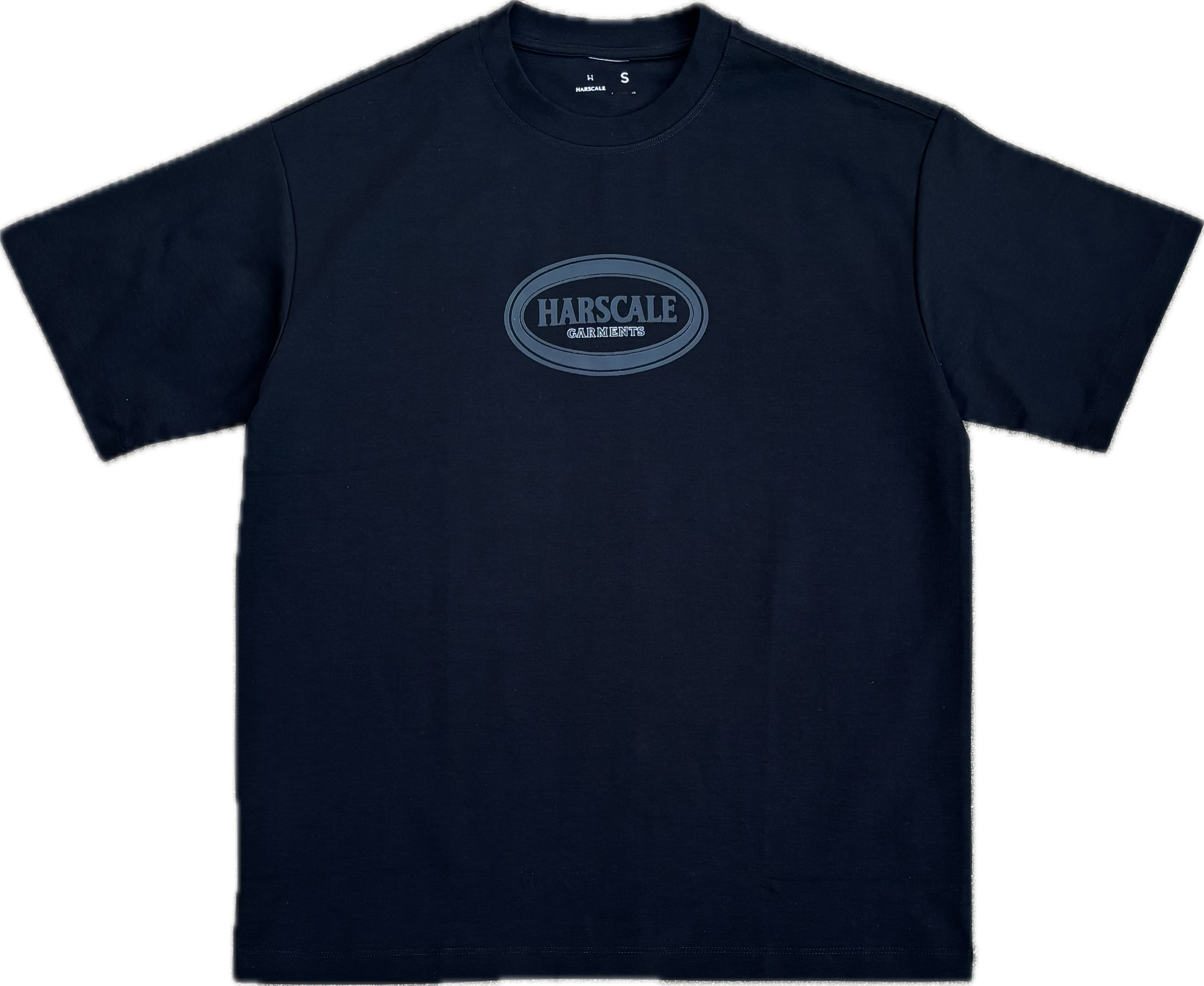 Oval Tape Blk on Blk Heavyweight Tee